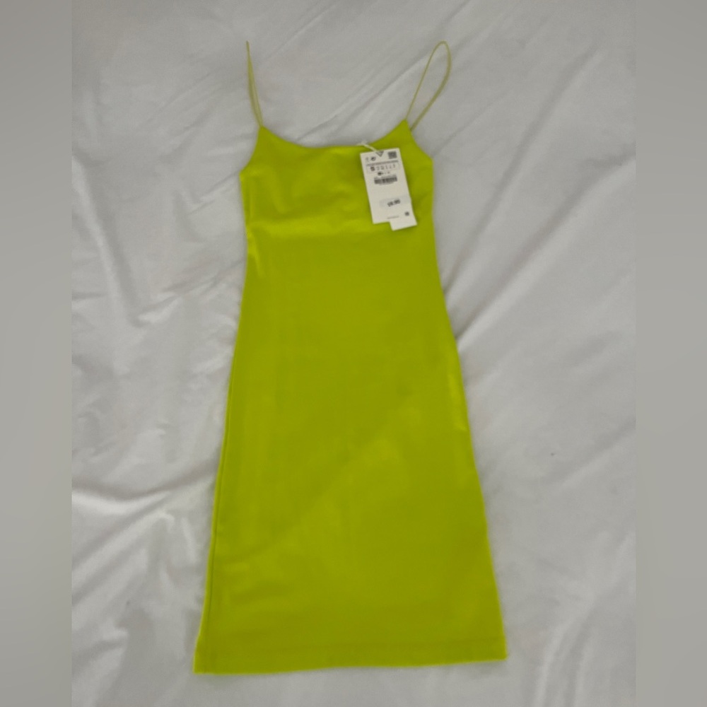 Zara Fitted Dress, Size: S, NWT, Color: Lime Green